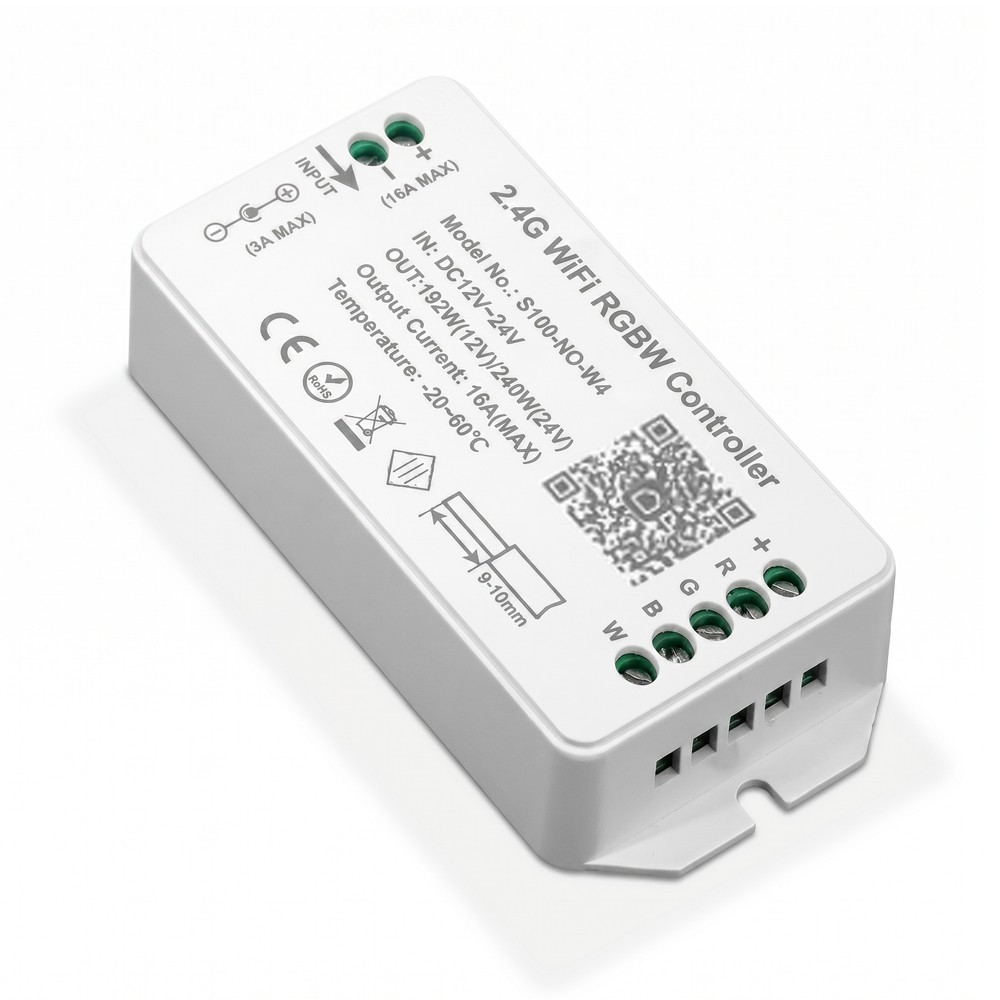 WiFi RGB+W controller – Tuya Smart/Smart Life, uden fjernbetjening, Google Home/Alexa kompatibel, 12V (120W), 24V (240W)