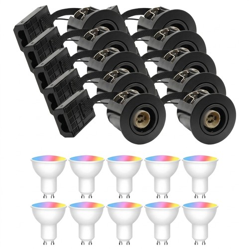 10 stk. Zigbee indbygningsspot Inno88 - Inkl. Hue kompatible GU10 pærer, sort, IP44, godkendt i isolering