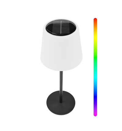 Opladelig RGBW LED bordlampe med solcelle - Hvid, Fjernbetjening