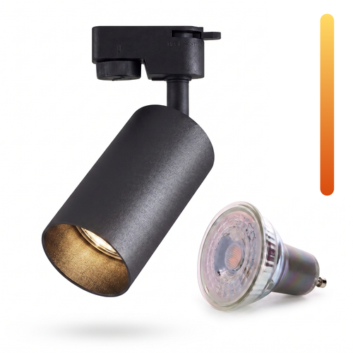 Dim to warm GU10 skinnespot - Inklusiv 6W Dimtowarm pære, Sort, 1-faset, 1F2W