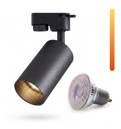 Dim to warm GU10 skinnespot - Inklusiv 6W Dimtowarm pære, Sort, 1-faset, 1F2W