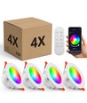 4 stk. RGB+CCT Smart Home downlight - 5W LED, Bluetooth, fjernbetjening