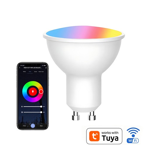 GU10 5W Smart Home LED pære - Tuya/Smart Life, virker med Google Home, Alexa og smartphones