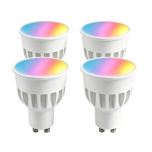 4x GU10 5W Smart Home LED pære - Bluetooth, 6,6 cm høj, virker med Google Home, Alexa og smartphones