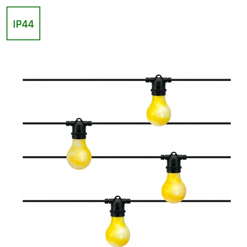 10m solcelle lyskæde Aura - 10xG40, IP44, 2700K, inkl. fjernbetjening - Dæmpbar : Ikke dæmpbar, Kulør : Ekstra varm