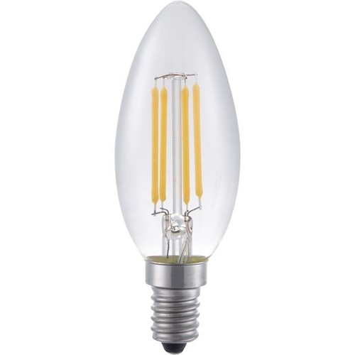 E14 4W dæmpbar LED kronepære - Filament, C35, 370lm, 2500K, klar glas
