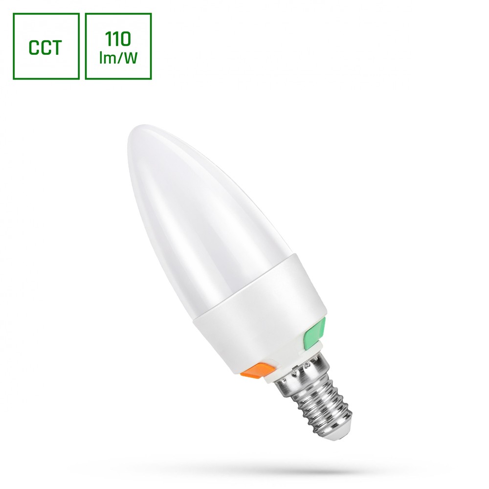 E14 6W LED kertepære - C37, CCT, 3-trin watt-justering, inkl. lyskilde - Dæmpbar : Ikke dæmpbar