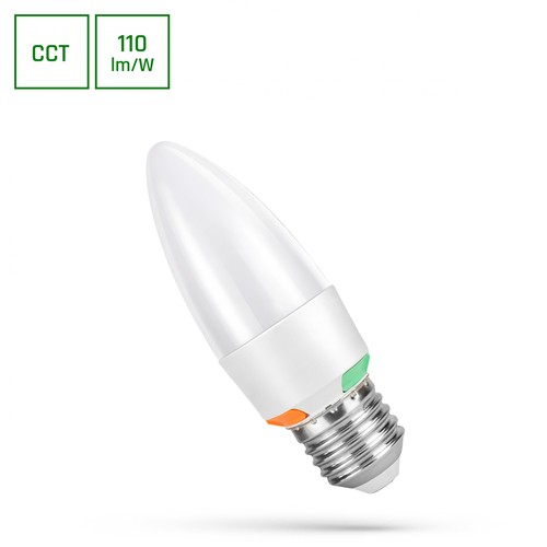 E27 6W LED kertepære - C37, CCT, 3-i-1 lysfarve, inkl. lyskilde