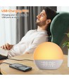 Wake-up Light Vækkeur, Solopgangseffekt - Bluetooth 5.3 højttaler, Sovelyde, Dæmpbar