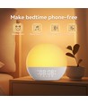 Wake-up Light Vækkeur, Solopgangseffekt - Bluetooth 5.3 højttaler, Sovelyde, Dæmpbar