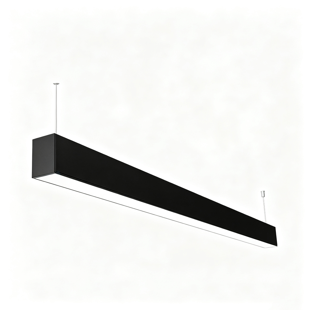 120cm 38/32/24W LED lysskinne - CCT, Sort, loftlampe til kontor, inkl. wireophæng - Farve på hus : Sort, Kulør : 3-i-1