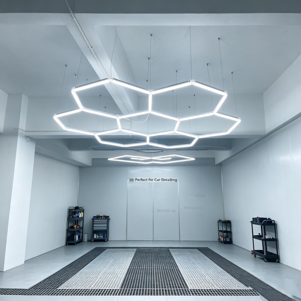 240W RA95 Hexagon LED 7 felter komplet sæt - Inkl. strømtilslutning - Dæmpbar : Ikke dæmpbar, Kulør : Neutral