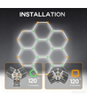 240W RA95 Hexagon LED 7 felter komplet sæt - Inkl. strømtilslutning
