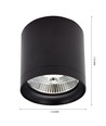 Loftlampe til AR111 GU10 - Sort, Ø11,8cm, 11cm høj, aluminium, uden lyskilde