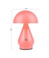 Opladelig LED bordlampe - Pink, Ø15cm, 22cm høj, touch dæmpbar, 3i1, IP20 indendørs
