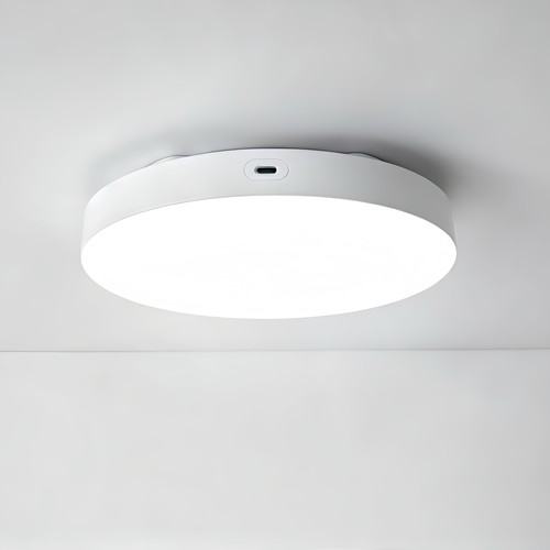 Genopladelig LED loftslampe med sensor - Mikrobølgesensor, Ø20cm, 6W, CCT, Hvid