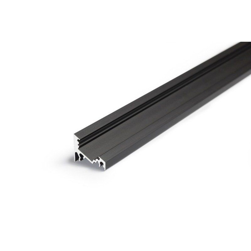 Skrå Aluminiumsprofil i Sort Til LED Strip (Model C) - 2 Meter