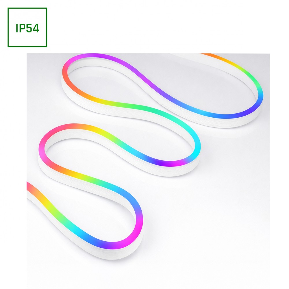 5m 1W/m RGB digital Neon Flex sæt - USB 5V, 30 LED pr. meter, IP54, inkl. fjernbetjening - Dæmpbar : Dæmpbar, Kulør : RGB