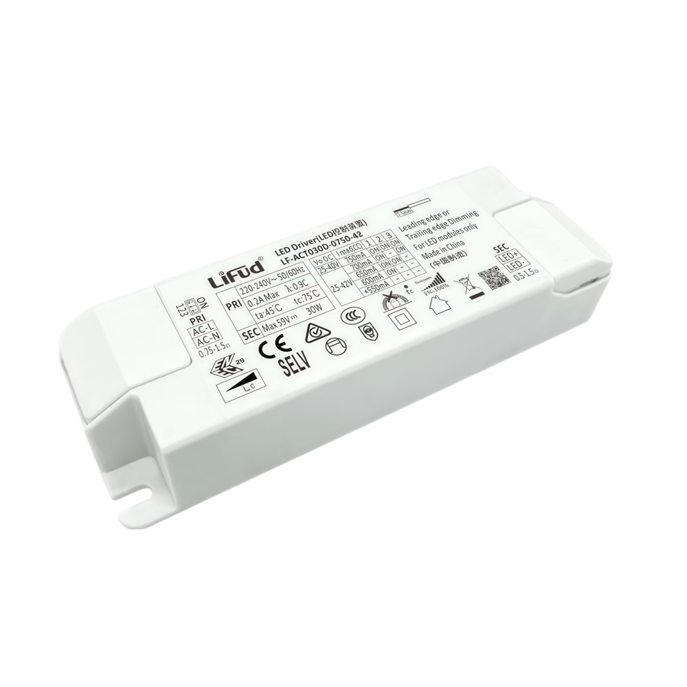Lifud 30W / 550-700mA dæmpbar LED driver – 25-40V, Triac fasedæmp, flicker free