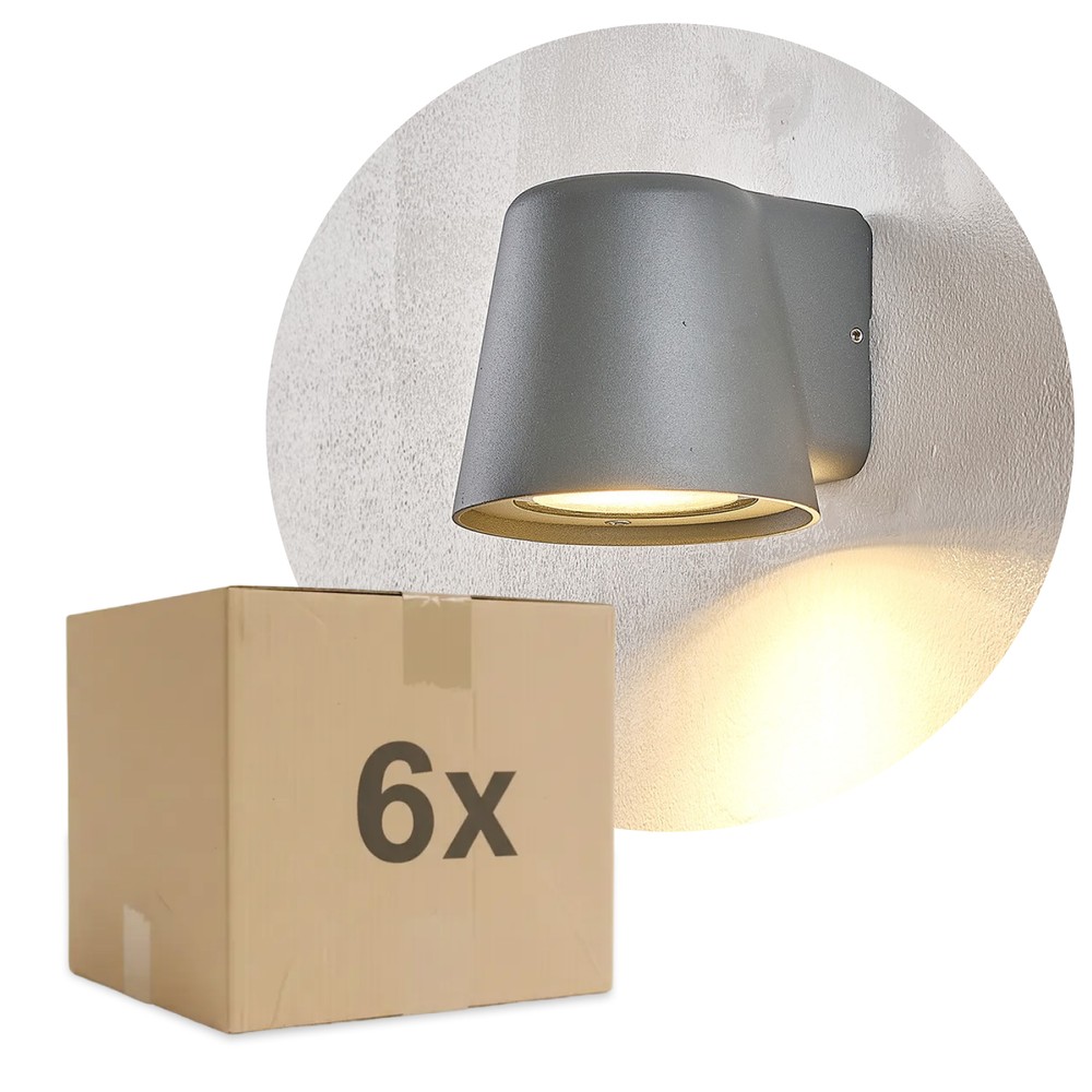 6 stk. Avero GU10 Væglampe Grå - IP65, uden lyskilde