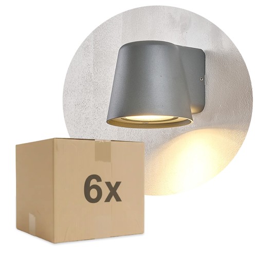 6 stk. Avero GU10 Væglampe Grå - IP65, uden lyskilde