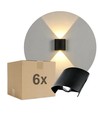 6 stk. 2W CURVE væglampe - IP65, sort, op/ned, udendørs, inkl. lyskilde