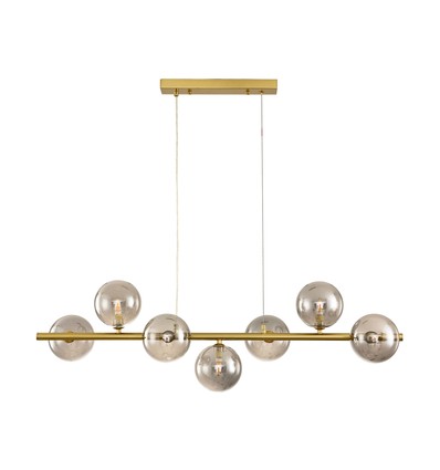 Siena 7xG9 langbordspendel messing/røgfarvet - 90cm, røgfarvet glas, inkl. wireophæng, uden lyskilde