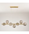 Siena 7xG9 langbordspendel messing/røgfarvet - 90cm, røgfarvet glas, inkl. wireophæng, uden lyskilde