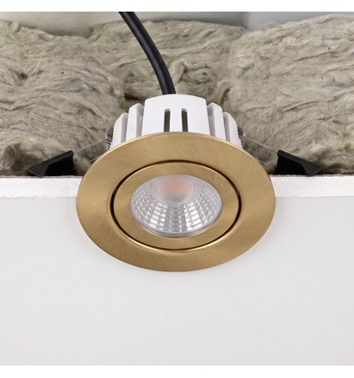 7W RA96 CCT + DimToWarm indbygningsspot til isolering - dæmpbar, Hul: Ø6,8 cm, Mål: Ø9,3 cm, guld