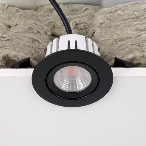 7W RA96 CCT + DimToWarm indbygningsspot til isolering - Dæmpbar, Hul: Ø6,8 cm, Mål: Ø,3 cm, sort