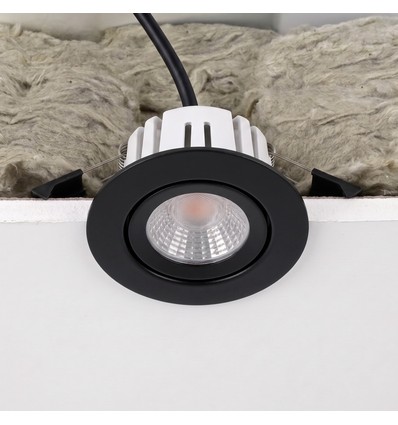 7W RA96 CCT + DimToWarm indbygningsspot til isolering - Dæmpbar, Hul: Ø6,8 cm, Mål: Ø,3 cm, sort
