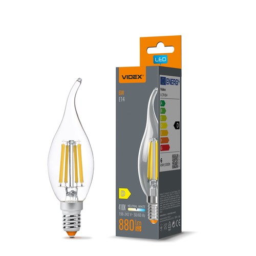 E14 6W LED kertepære filament - C37, neutral hvid