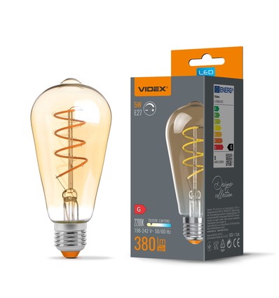 E27 5W ST64 filament LED pære - Ekstra ekstra varm hvid, dæmpbar