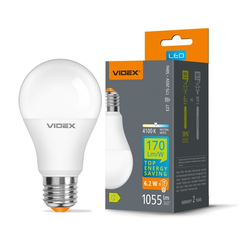 E27 6,2W LED pære - A60, neutral hvid