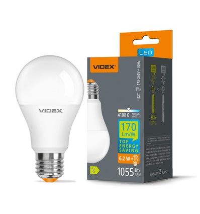 E27 6,2W LED pære - A60, neutral hvid