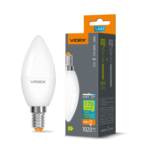 E14 6W LED kertepære - C37, neutral hvid