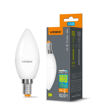 E14 6W LED kertepære - C37, neutral hvid