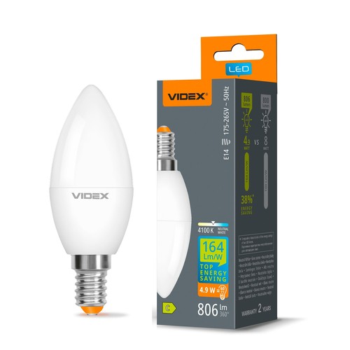 E14 4,9W LED kernepære - C37, neutral hvid