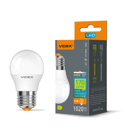 E27 6W LED kronepære - G45, neutral hvid