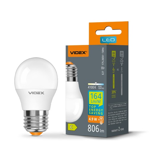 E27 4,9W LED kronepære - G45, neutral hvid