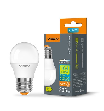 E27 4,9W LED kronepære - G45, neutral hvid