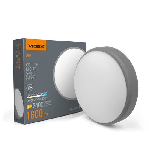 20W LED loftslampe med bevægelsessensor - 5CCT, hvid kant, indbygget sensor