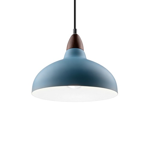 BIRK Petrolumsblå Ø24cm pendel - E27 fatning, 2m ledning, Metal / Træ