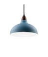 BIRK Petrolumsblå Ø24cm pendel - E27 fatning, 2m ledning, Metal / Træ