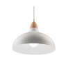 BIRK Hvid Ø19cm pendel - E27 fatning, 2m ledning, Metal / Træ