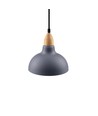 BIRK Blå Ø19cm pendel - E27 fatning, 2m ledning, Metal / Træ