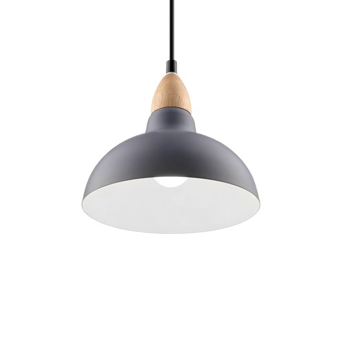 BIRK Blå Ø19cm pendel - E27 fatning, 2m ledning, Metal / Træ