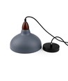 BIRK Grå Ø24cm pendel - E27 fatning, 2m ledning, Metal / Træ