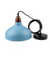BIRK Petrolumsblå Ø19cm pendel - E27 fatning, 2m ledning, Metal / Træ