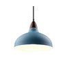 BIRK Petrolumsblå Ø19cm pendel - E27 fatning, 2m ledning, Metal / Træ